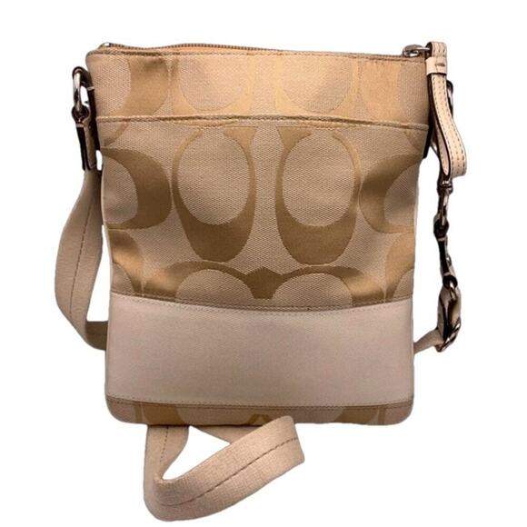 COACH Beige and Cream Canvas Signature Crossbody - Picture 2 of 9